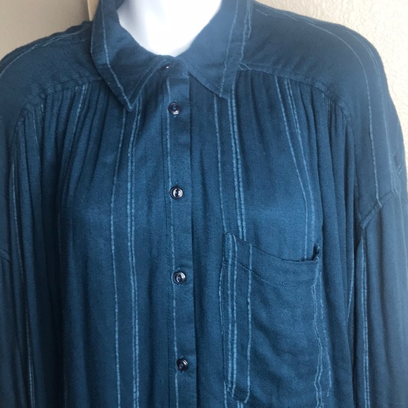 Free People Cozy Nights Embroidered Stripe Blouse - Picture 3 of 8